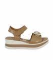 SANDALIAS DE PIEL CON CUÑA Y PLANTA DE GEL PARA MUJER APLAUSO 5974 CUERO