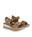 SANDALIAS DE PIEL CON CUÑA Y PLANTA DE GEL PARA MUJER APLAUSO 5974 CUERO