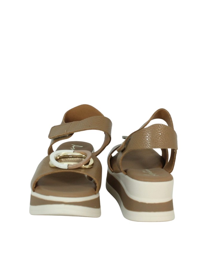 SANDALIAS DE PIEL CON CUÑA Y PLANTA DE GEL PARA MUJER APLAUSO 5974 CUERO