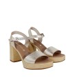 SANDALIAS DE TACÓN EN PIEL CON PLANTA DE GEL PARA MUJER APLAUSO 5732 ORO