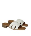 SANDALIAS DE PIEL CON TACÓN BAJO Y PLANTA DE GEL PARA MUJER APLAUSO 5880 HIELO