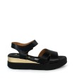 SANDALIAS DE PIEL CON VELCRO Y PLANTA DE GEL PARA MUJER APLAUSO 5660 NEGRO