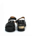 SANDALIAS DE PIEL CON VELCRO Y PLANTA DE GEL PARA MUJER APLAUSO 5660 NEGRO