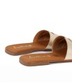 SANDALIAS DE PIEL PLANAS CON PLANTA DE GEL PARA MUJER APLAUSO 5550 ORO