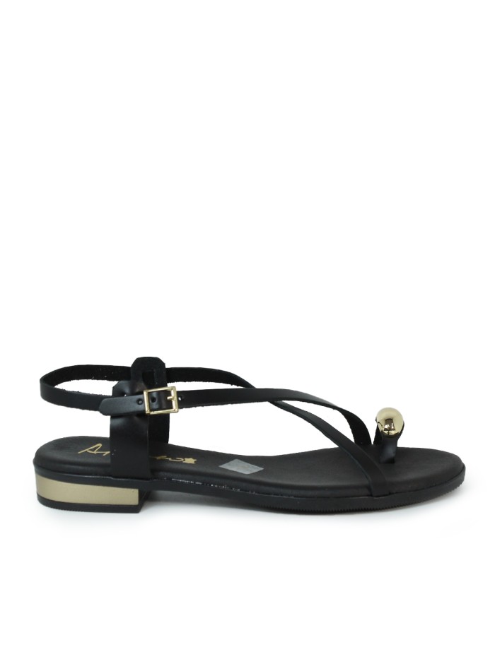 SANDALIAS DE PIEL EN TENDENCIA PARA MUJER APLAUSO 5587 NEGRO