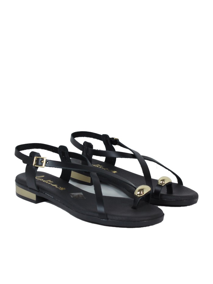 SANDALIAS DE PIEL EN TENDENCIA PARA MUJER APLAUSO 5587 NEGRO