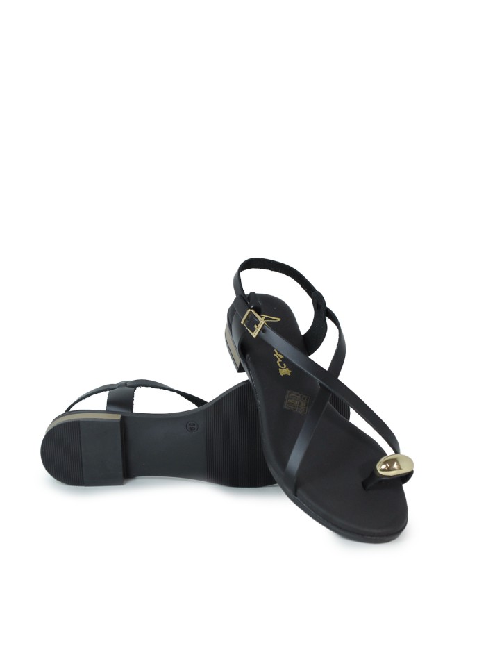 SANDALIAS DE PIEL EN TENDENCIA PARA MUJER APLAUSO 5587 NEGRO