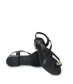 SANDALIAS DE PIEL EN TENDENCIA PARA MUJER APLAUSO 5587 NEGRO