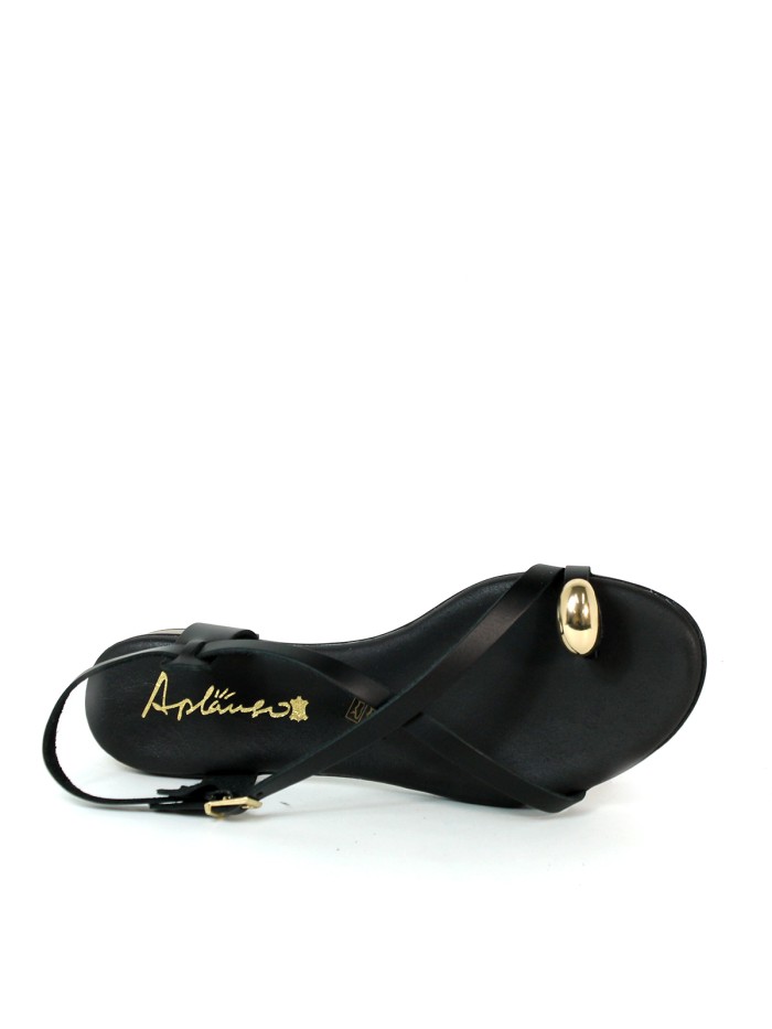 SANDALIAS DE PIEL EN TENDENCIA PARA MUJER APLAUSO 5587 NEGRO