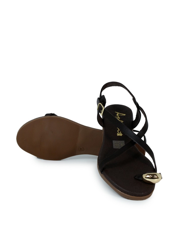 SANDALIAS DE PIEL EN TENDENCIA PARA MUJER APLAUSO 5587 MOKA