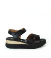 SANDALIAS CONFORT DE PIEL CON VELCRO PARA MUJER APLAUSO 5673 NEGRO
