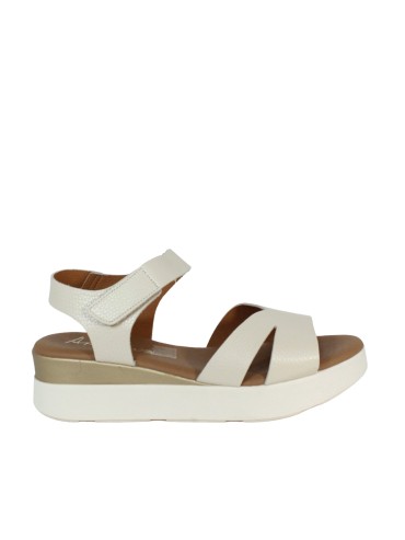 SANDALIAS CONFORTR DE PIEL CON VELCRO PARA MUJER APLAUSO 5673 HIELO