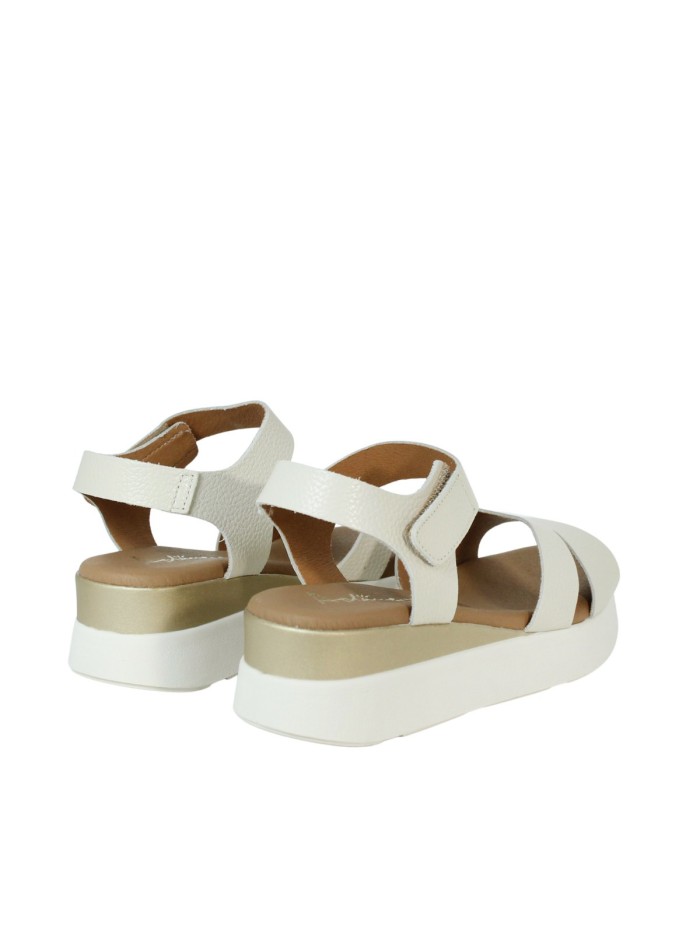 SANDALIAS CONFORTR DE PIEL CON VELCRO PARA MUJER APLAUSO 5673 HIELO