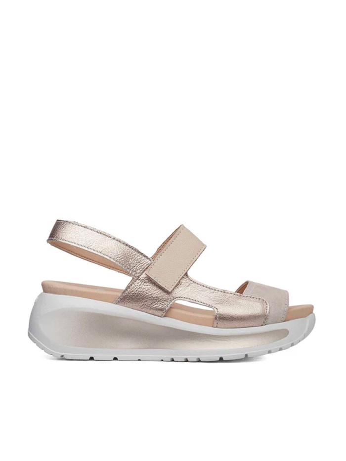 SANDALIAS CONFORT DE PIEL CON VELCRO PARA MUJER CALLAGHAN 35204 | Berta Blanco Oro