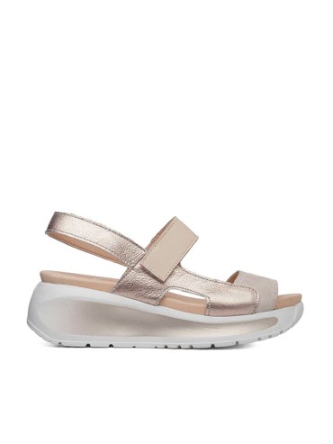 SANDALIAS CONFORT DE PIEL CON VELCRO PARA MUJER CALLAGHAN 35204 | Berta Blanco Oro
