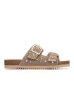 SANDALIAS PLANAS EN PIEL DE SERRAJE CON HEBILLAS PARA MUJER CARMELA SHOES 16328202 TAUPE