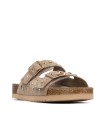 SANDALIAS PLANAS EN PIEL DE SERRAJE CON HEBILLAS PARA MUJER CARMELA SHOES 16328202 TAUPE