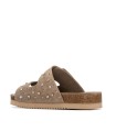 SANDALIAS PLANAS EN PIEL DE SERRAJE CON HEBILLAS PARA MUJER CARMELA SHOES 16328202 TAUPE