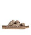 SANDALIAS PLANAS EN PIEL DE SERRAJE CON HEBILLAS PARA MUJER CARMELA SHOES 16328202 TAUPE