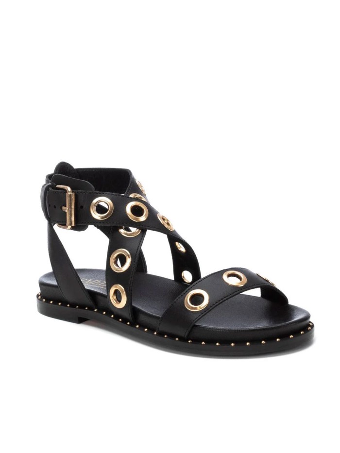 SANDALIAS ROMANAS DE MUJER DE PIEL NEGRAS CARMELA 16238901