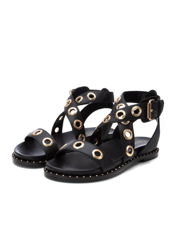SANDALIAS ROMANAS DE MUJER DE PIEL NEGRAS CARMELA 16238901