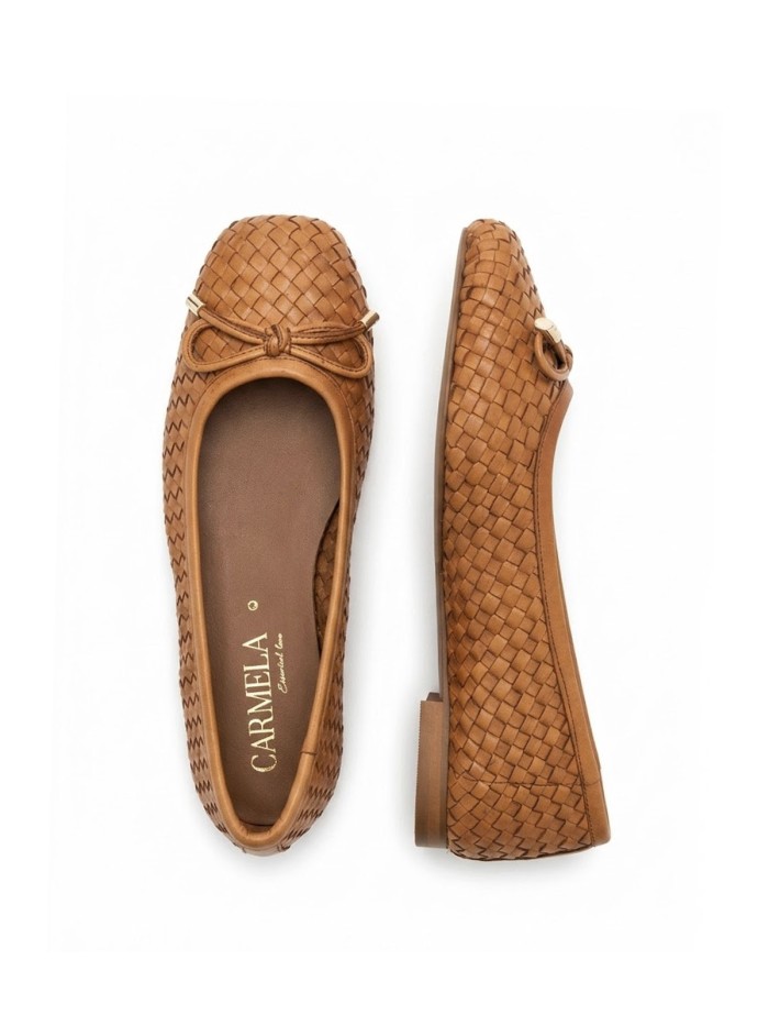 BAILARINA DE PIEL TRENZADA PARA MUJER CARMELA 16329601 CAMEL