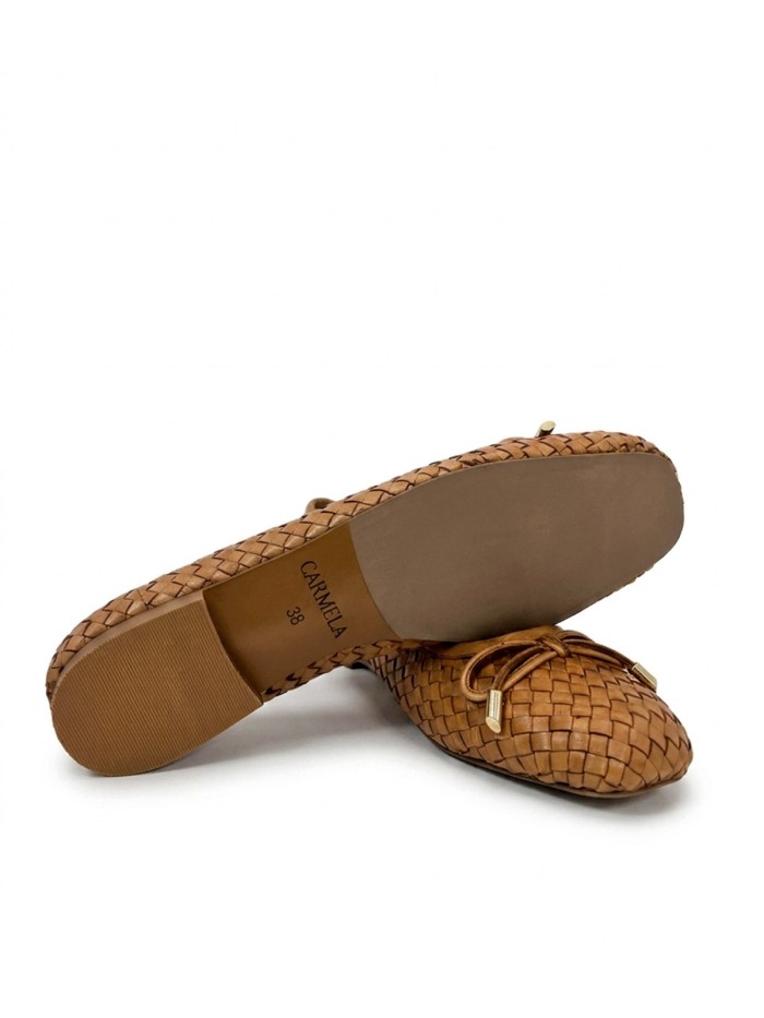 BAILARINA DE PIEL TRENZADA PARA MUJER CARMELA 16329601 CAMEL