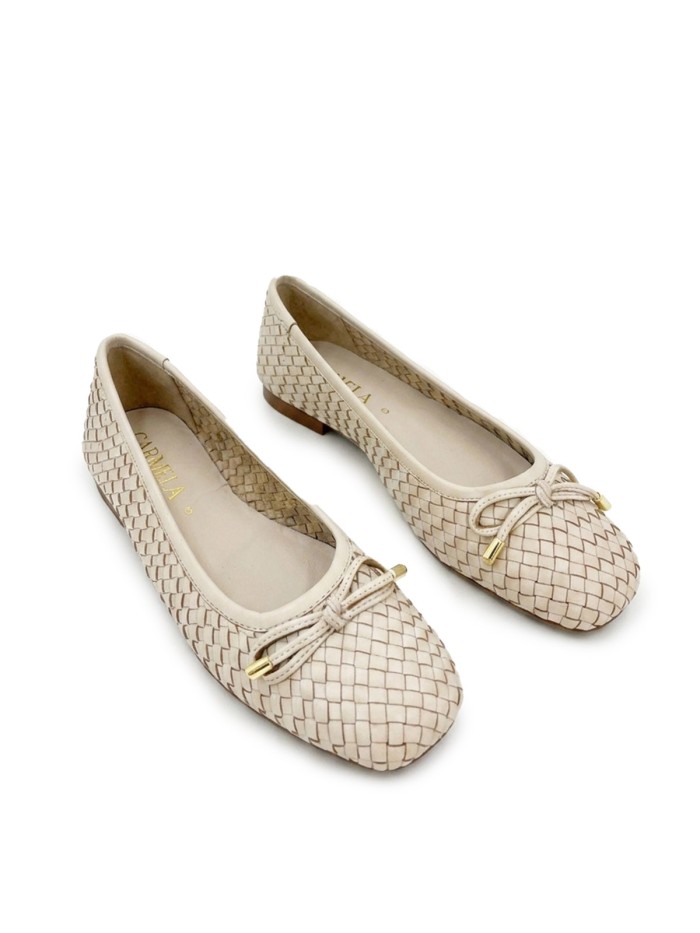 BAILARINA DE PIEL TRENZADA CON LAZO PARA MUER CARMELA 16329602 BEIGE