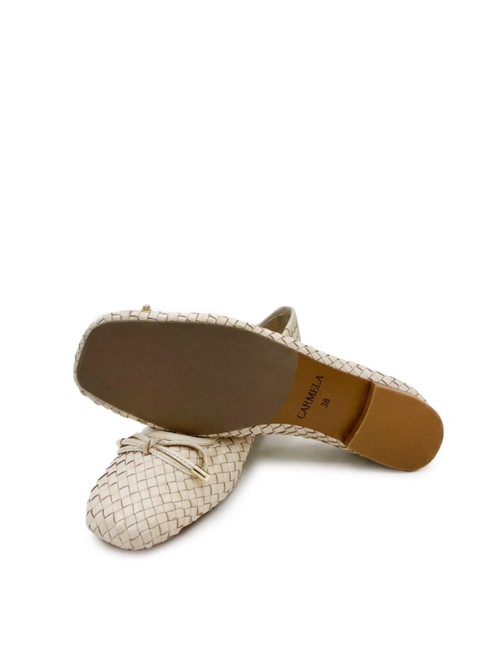 BAILARINA DE PIEL TRENZADA CON LAZO PARA MUER CARMELA 16329602 BEIGE