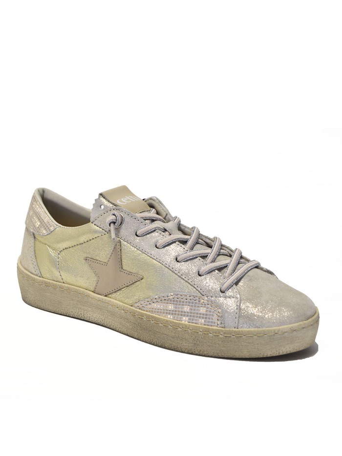 ZAPATILLAS GLITTER CON ANIMAL PRINT DE MUJER CETTI SATURNO C-1342 CHAMPAGNE