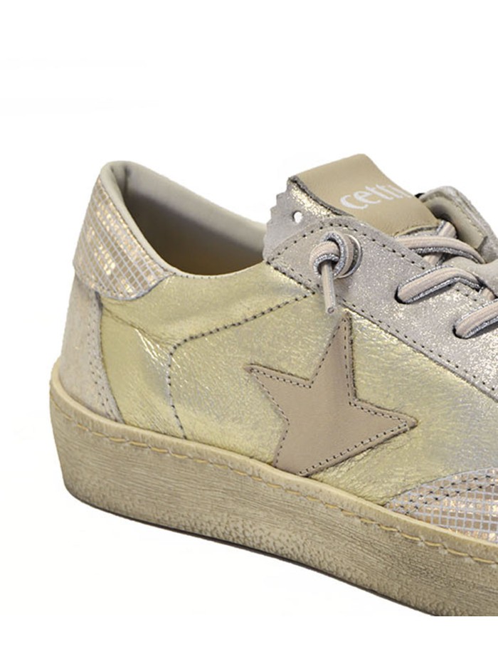 ZAPATILLAS GLITTER CON ANIMAL PRINT DE MUJER CETTI SATURNO C-1342 CHAMPAGNE