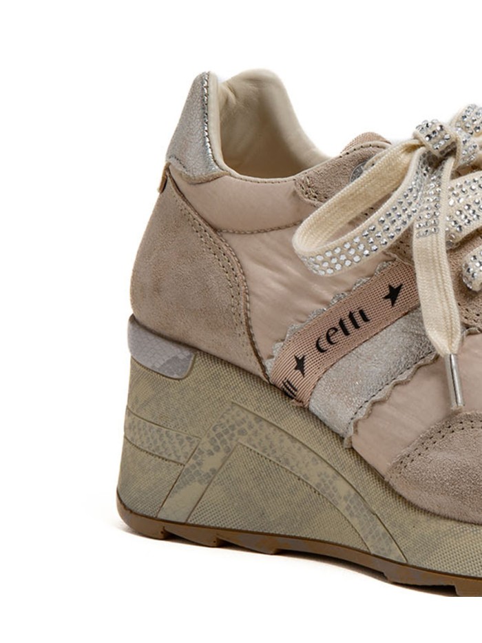 ZAPATILLAS CON CUÑA DE MUJER CETTI ANTE MESH C-1149 SRA BEIGE