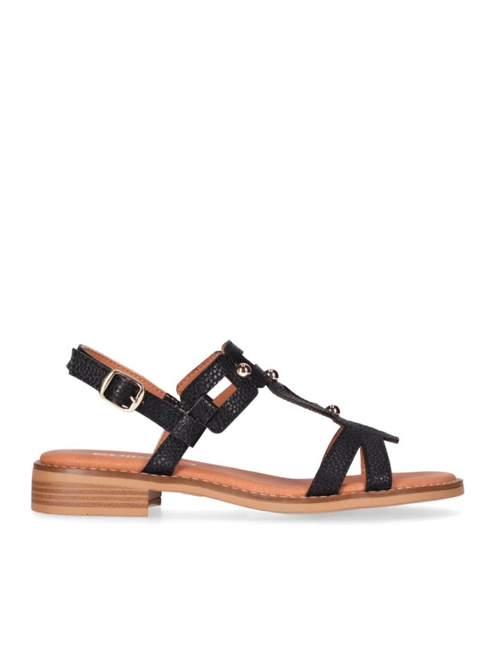 SANDALIAS DE PIEL NEGRAS CON APLIQUES METÁLICOS PARA MUJER CHIKA 10 MILENA 02