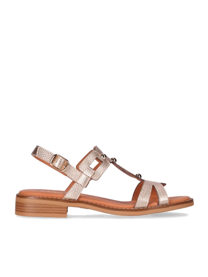 SANDALIAS DE PIEL CON APLIQUES METÁLICOS PARA MUJER CHIKA 10 ORO