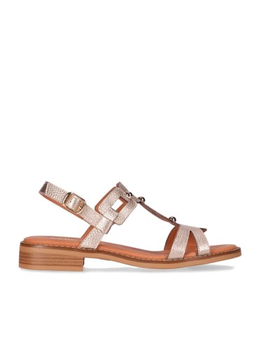 SANDALIAS DE PIEL CON APLIQUES METÁLICOS PARA MUJER CHIKA 10 ORO