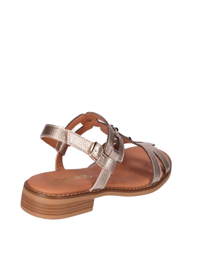 SANDALIAS DE PIEL CON APLIQUES METÁLICOS PARA MUJER CHIKA 10 ORO