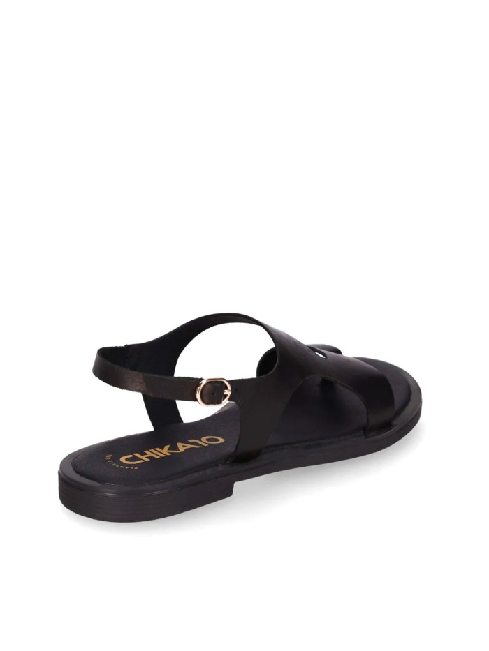 SANDALIAS PLANAS DE PIEL PARA MUJER NEGRAS CHIKA 10 MUSAKA 29