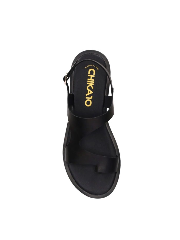 SANDALIAS PLANAS DE PIEL PARA MUJER NEGRAS CHIKA 10 MUSAKA 29