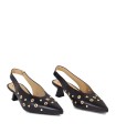 ZAPATOS BAJOS DESTALONADOS EN PIEL CON TACHUELAS PARA MUJER DESIREE GARONS 9 NEGRO