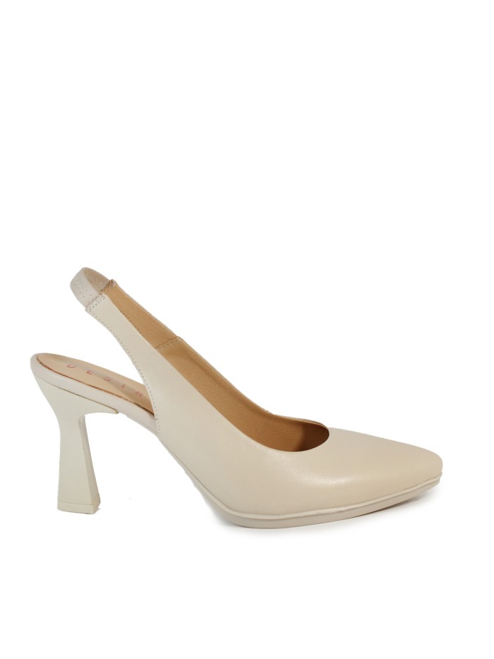 ZAPATO DE TACÓN DESTALONADO DE PIEL CREMA PARA MUJER DESIREE SAGA 13