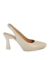 ZAPATO DE TACÓN DESTALONADO DE PIEL CREMA PARA MUJER DESIREE SAGA 13