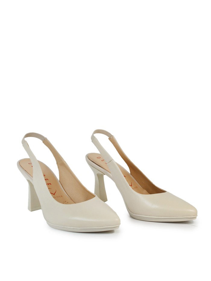 ZAPATO DE TACÓN DESTALONADO DE PIEL CREMA PARA MUJER DESIREE SAGA 13