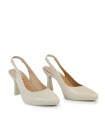 ZAPATO DE TACÓN DESTALONADO DE PIEL CREMA PARA MUJER DESIREE SAGA 13
