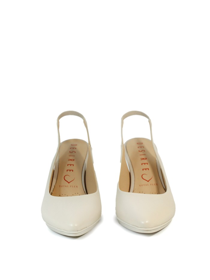 ZAPATO DE TACÓN DESTALONADO DE PIEL CREMA PARA MUJER DESIREE SAGA 13