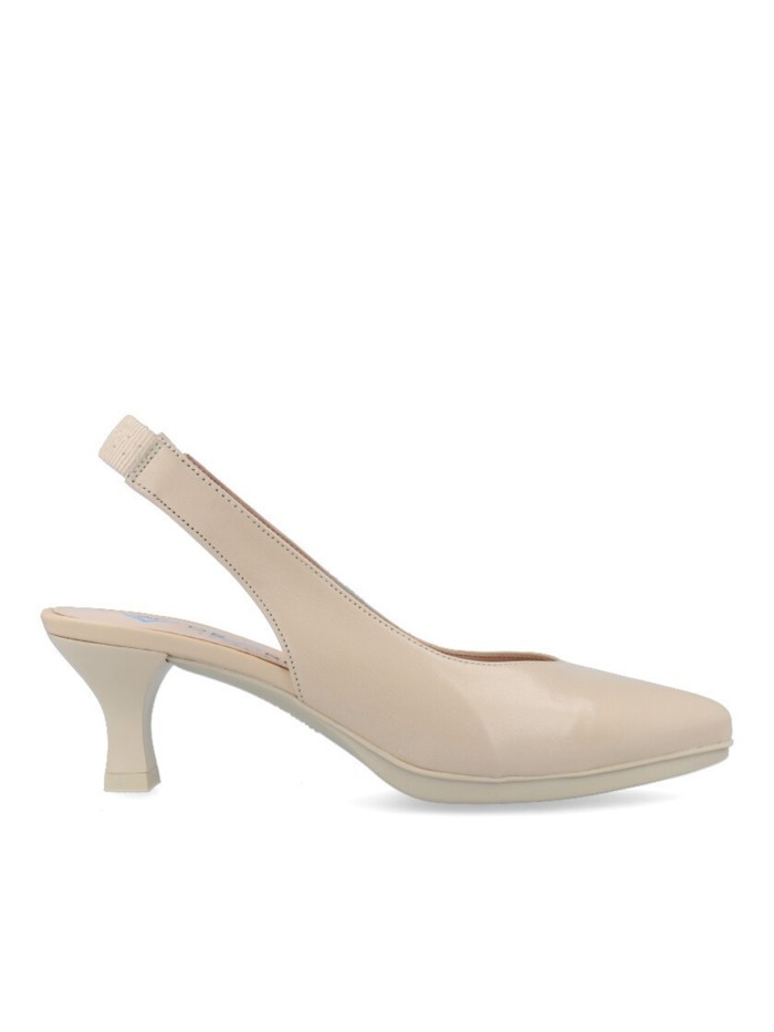 ZAPATO DE PIEL DE TACÓN DESTALONADO PARA MUJER DESIREE MACA CREMA