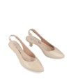 ZAPATO DE PIEL DE TACÓN DESTALONADO PARA MUJER DESIREE MACA CREMA