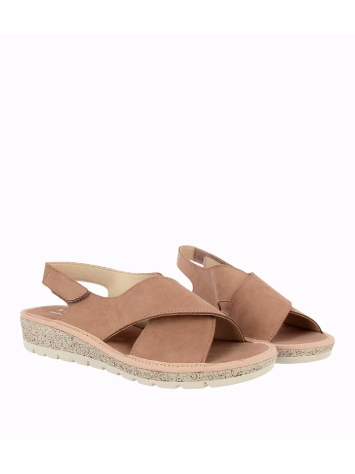 SANDALIA CONFORT EN PIEL NOBUCK DE MUJER DOCTOR CUTILLAS 35410 ROSA