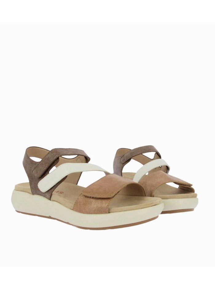 SANDALIAS CONFORT DE PIEL CON VELCROS PARA MUJER DOCTOR CUTILLAS 31431 CAMEL