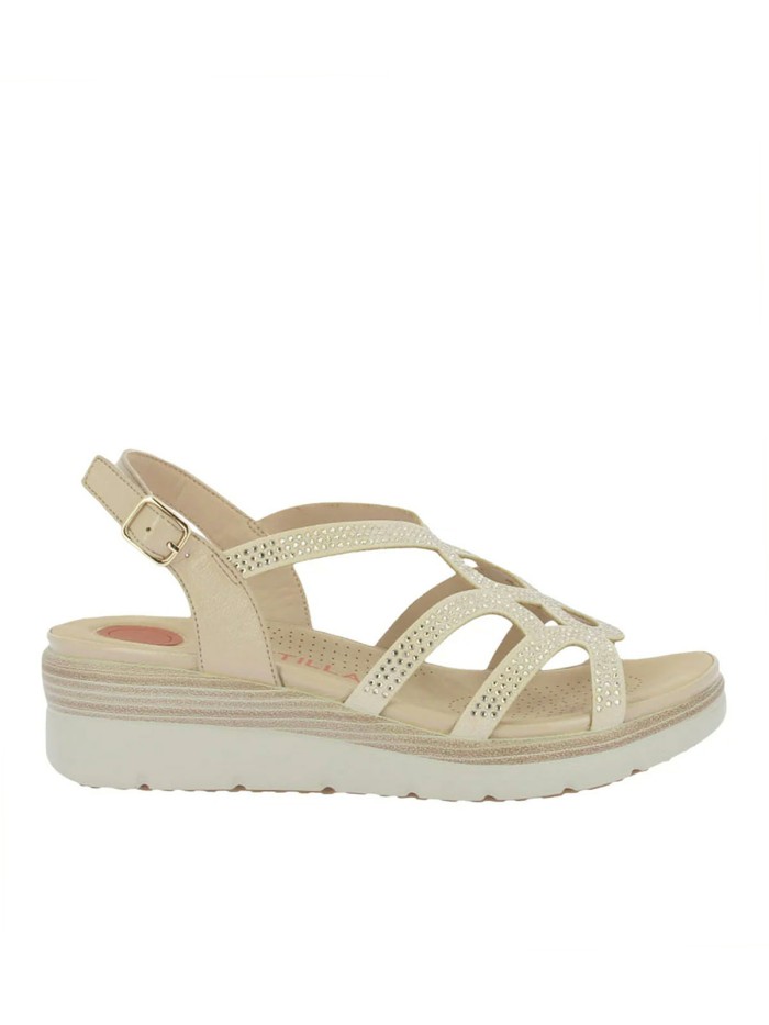 SANDALIAS CONFORT CON DETALLES BRILLANTES PARA MUJER DOCTOR CUTILLAS 31803 BEIGE