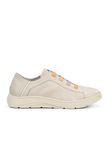ZAPATO DEPORTIVO DE PIEL CON ELASTICOS DORKING YET D9499 TAUPE